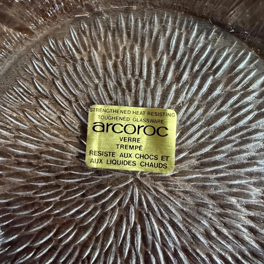 VTG 70s NOS Arcoroc French Glass Flower Salad Bowl 10.5